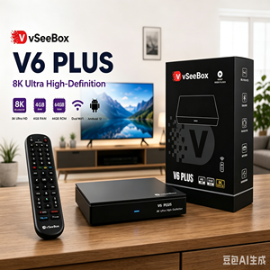Vseebox V6 Plus Android 14กล่องสมาร์ททีวี8K สตรีมมิ่งมีเดีย4GB 64GB S905Y5 amlogic dual-band WIFI BT รีโมทเสียงไม่ใช่ - Product Image 1