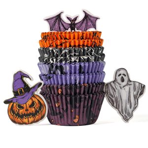 Moldes para Cupcakes de Halloween, Moldes para Hornear Donuts Coloridos con Forma de <span class=keywords><strong>Calabaza</strong></span>, con Decoración para Pasteles, Envoltorios Desechables de Papel para Cupcakes, para Fiestas de Cumpleaños - Product Image 1