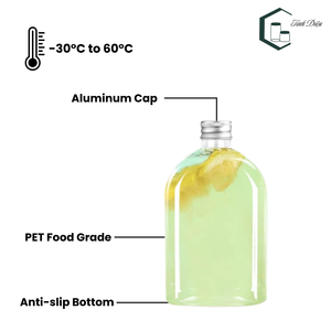 Envase de bebidas de plástico PET de 350ml/500ml del fabricante de Vietnam, botella plana, tapa de aluminio de hombro redondeado para dulces de alimentos - Product Image 3
