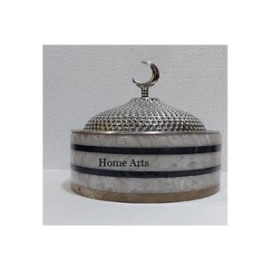 Marmite de service en bois au design antique de couleur verte pour buffet avec couvercle martelé en acier inoxydable - Product Image 5