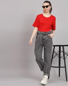 T-shirt uni de haute qualité 100% coton T-shirt blanc pour femmes T-shirt ras du cou à épaules tombantes - Product Image 6