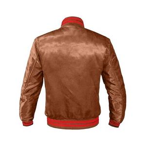 Chaqueta de bombardero bordada OEM para hombres y mujeres, prendas de vestir exteriores de satén de estilo callejero, chaqueta universitaria personalizada con aspecto deportivo universitario - Product Image 2