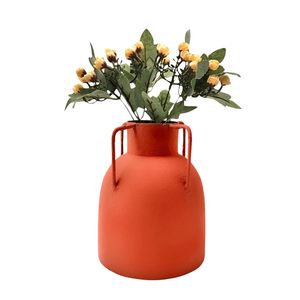 Vase à fleurs en métal pour la maison Vases Table Article décoratif pour les festivals Articles décoratifs Salon Décor vintage (Orange Large) - Product Image 1