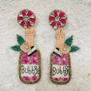 Pendientes de cuentas verdes Vintage para mujer, Día conmemorativo patriótico, Material de tela de Color naranja, blanco y azul para bodas - Product Image 4