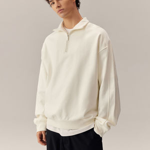 Sweat-shirt à fermeture éclair quart de tour de haute qualité 100% coton Logo personnalisé 380gsm French Terry Épaule tombante Unisexe Col rond Sweat-shirt - Product Image 1