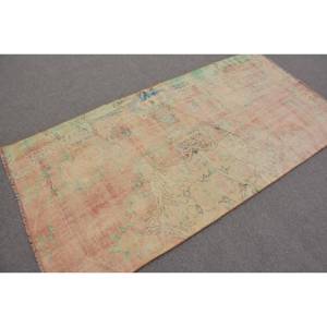 Tapis turc Vintage Beige Vert 3.5 X 7.2ft fait à la main en laine grande surface Patchwork Design rectangulaire couloir Latex pour la décoration de la chambre - Product Image 2