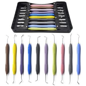 Ensemble d'instruments de remplissage composite dentaire, manche en silicone, acier inoxydable, kit de restauration, instruments chirurgicaux manuels, CE - Product Image 1