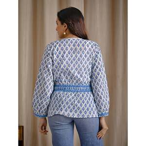 ผ้าทอระบายอากาศได้ดีทำจากผ้าฝ้ายสีขาวและสีฟ้า - Product Image 6