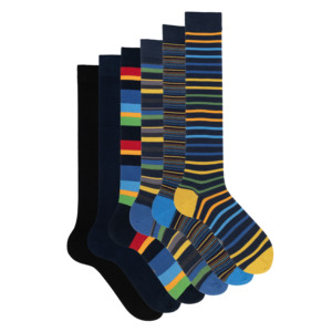 Calzini Caldi in Cotone da Uomo, 6 Paia, Collezione a Righe, Bianchi, Stile Sportivo Quotidiano, Taglia Unica, con Suola Antiscivolo per Sport Invernali - Product Image 5