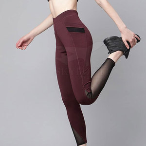 High Quality Women <b>Leggings</b> with Custom Logo Elastic Waist & Solid <b>Pattern</b> Spandex/Nylon Material Price - Product Image 3