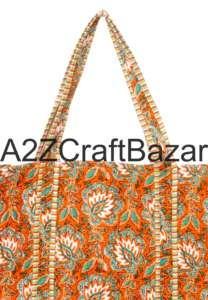 Sac fourre-tout en coton 100% pur fait à la main en Inde, imprimé en bloc, sac à bandoulière pour les voyages et les courses, sac pour femmes, usage quotidien et professionnel - Product Image 2