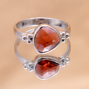 แหวนเงินโกเมนธรรมชาติสำหรับเธอ,แหวนมิตรภาพตัวเรือนโกเมนเงินแท้925แหวนพลอยชาติพันธุ์ - Product Image 2