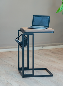 Mesa de Centro Moderna Minimalista con Tapa de Madera y Estructura Metálica, Diseño Encajable para Muebles de Sala - Product Image 5