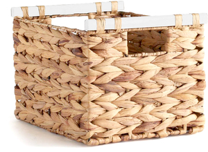 Panier de rangement pliable en jacinthe d'eau tissé à la main, écologique, avec doublure intérieure, pour les saisons - Product Image 3