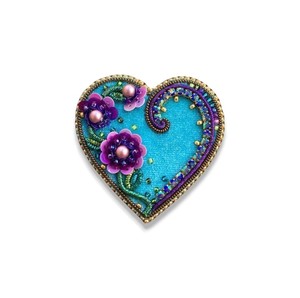 Broche fleur avec cristal et perle broderie à la main et fil de lingot perlé broche de mode - Product Image 5