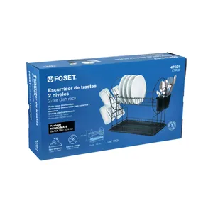 Escurridor de Acero Negro de 2 Niveles para Platos Caja con 2 Unidades para Almacenamiento de Cocina - Product Image 4
