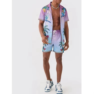 High Quality Winter Casual Woven Tracksuit Polyester Nylon V Neck Short Sleeve Satin <b>Man</b> <b>T</b> <b>Shirt</b> Shorts Set Quick Dry - Product Image 1