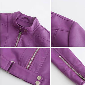 Recién llegado, chaqueta de cuero transpirable para mujer con cuello levantado, punto de moda personalizado teñido liso para invierno, precio bajo - Product Image 6