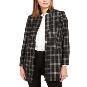 Giacca Blazer Elegante da Donna Calvin Klein a Quadri con Bottoni in Nero Taglia 2 - Product Image 1