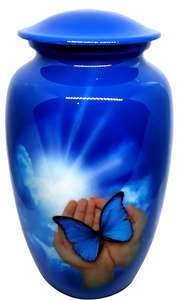 Urna Funeraria de Aluminio, Recipiente Conmemorativo, Urna Metálica para Entierro, Diseño Elegante Hecho a Mano, Tamaño Grande, 26 cm de Alto, con Bolsa de Terciopelo - Product Image 2