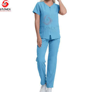 Uniformes Médicos de Mujer, Estilo Nuevo, Conjuntos de Uniformes Modernos y Elegantes, Venta al por Mayor, Personalizados, de Alta Calidad, Tejidos, Uniformes de Enfermera de Manga Corta - Product Image 4