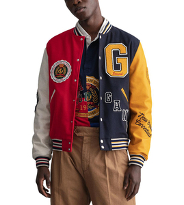 Chaqueta universitaria de Hip Hop para exteriores con logotipo personalizado para hombre, diseño de moda con patrón de retazos, estilo American College Letterman - Product Image 6