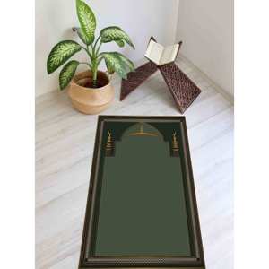 พรมละหมาดลายทองสีเขียว: พรมละหมาดมุสลิมแบบพิมพ์ลาย, พรมบางแบบไม่ถักทอ - Product Image 2