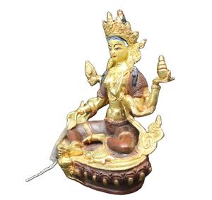 Estatua de artesanía tibetana, escultura verde, Tara, budismo, acabado antiguo, Metal de bronce, alta calidad, religioso indio - Product Image 2