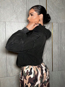 Sudadera con capucha de Invierno para mujer, diseño de lavado ácido y lavado a la piedra, Sudadera de cuello de punto personalizable - Product Image 5