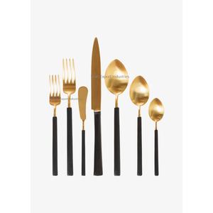 Ensemble de couverts classique en acier inoxydable avec poignée en émail gris plaqué or pour la maison et les ensembles de couverts de vaisselle de mariage - Product Image 2