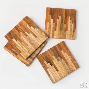 Artistic Wooden <b>Coaster</b> <b>Set</b> With Smooth Polish Ideal For Elegant Homes Restaurants And Luxury Dining Table Settings - Product Image 2