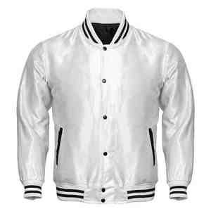Veste bomber en satin de polyester de qualité supérieure, logo personnalisé brodé, veste universitaire, veste élégante et confortable pour hommes - Product Image 4