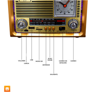 Altavoz Bluetooth con Radio FM, Reloj, Luz LED, Portátil y Recargable - Colores Surtidos - Product Image 6