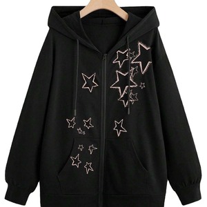 2024 OEM personalizado invierno con cuentas Zip Hoodie para hombres 100% algodón pulóver alta calidad impreso Sudadera con capucha - Product Image 1