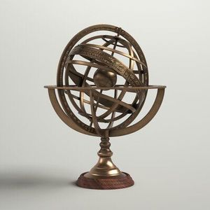 Esfera armilar Náutica de latón de intrincado diseño con anillos giratorios y soporte decorativo para interiores temáticos globales - Product Image 5