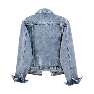 Blousons en jean unisexe en gros, en coton tricoté, réversibles, effet vintage délavé, col rabattu, collection Printemps 2026 - Product Image 6