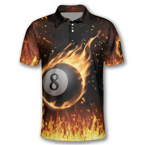 Polo à manches courtes pour hommes, avec graphique de billard à la mode, chemises en polyester conçues pour les fêtes Slim Fit - Product Image 2