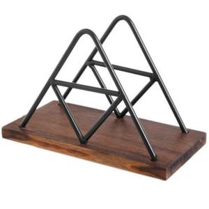 Iron Wire Napkin Holder Wood Base Premium Tissue Stand Hotel & Restaurants <b>Tabletop</b> <b>Display</b> Metal & Wooden Tissue Holder Rack - Product Image 3