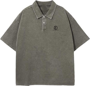 Lavado ácido de alta calidad Logotipo de impresión personalizado hombres pulóver Polo Material personalizado Flexible hombres lavado ácido Polo camisa - Product Image 1