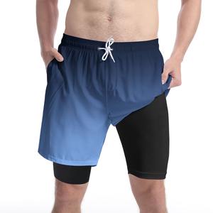 Top Trend Sublimated Polyester Double <b>Layer</b> Men's Swim Shorts Quick Dry Custom Design Fitness Workout Shorts Summer Beach Shorts - Product Image 4