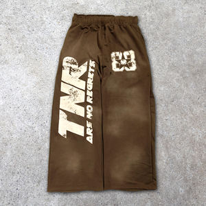 Ensemble de survêtements décontractés imprimés en éponge française délavés à l'acide de haute qualité Pantalon de survêtement à capuche avec logo personnalisé Nouveau style pour vêtements de sport de gymnastique - Product Image 2