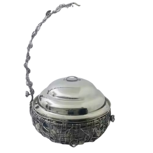 Plato de frotamiento de color dorado con un calentador de alimentos Hotel Buffet Plato de frotamiento Buffet elegante Frotamiento - Product Image 4