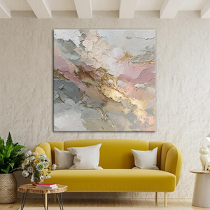 Gold Accents <b>Canvas</b> Textured Acrylic Still Life <b>Abstract</b> Hand Painted Modern Wall Decor Artwork - Product Image 2