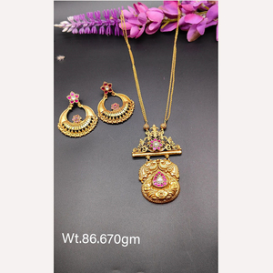 Plata de Ley 925, joyería chapada en oro, conjunto de collar nupcial, joyería para mujer, joyería étnica india, pendientes tradicionales Jadau - Product Image 1