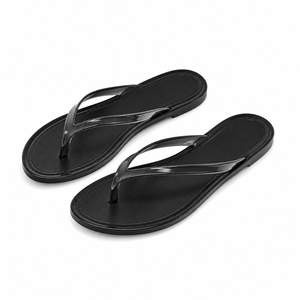Tongs pour femmes respirantes à bout ouvert en PVC avec talon plat pour une utilisation quotidienne décontractée en été - Product Image 4