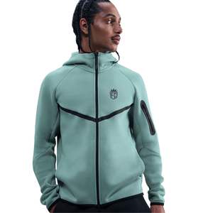 <b>Mens</b> Tech <b>Fleece</b> Windrunner Full Zip <b>Hooded</b> Jacket Ferozi Lightweight Warm Athletic Training Outerwear Premium Activewear - Product Image 4