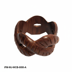 Bracelet en bois torsadé sculpté à la main, style serpent, brun foncé, bracelet en bois épais, bijoux bohèmes tendance pour femmes - Product Image 2