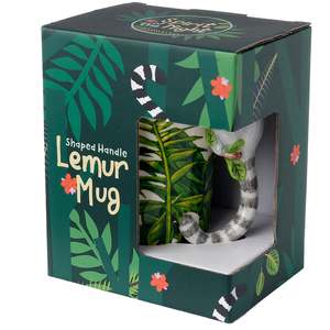 แก้วน้ำ Lemur 200 มล. ลายหางวงแหวน พร้อมหูจับ 3 มิติ ดีไซน์แปลกใหม่ ใช้กับเครื่องล้างจานและไมโครเวฟได้ เหมาะสำหรับกาแฟและสมูทตี้ในร้านกาแฟ หรือใช้ในโอกาสเกษียณอายุ - Product Image 1