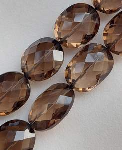 Perles de pierres précieuses en quartz fumé facetté de forme ovale, perles en vrac pour la fabrication de bijoux, qualité supérieure, certifiées IGI, toutes tailles - Product Image 5