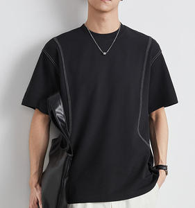 Camiseta de Estilo Americano 100% Algodón para Hombre, 210 g/m², 63% Algodón, 37% Poliéster, Corte Holgado con Costuras y Bordados a la Vista - Product Image 2